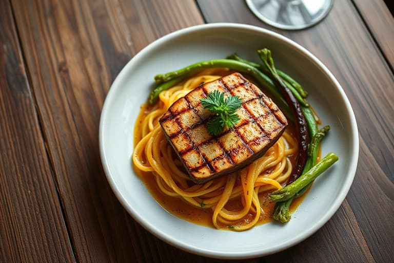 Svartpepper-ristede andebryst med grillede plommer