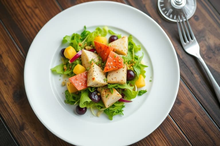 Waldorfsalat med linser og pinjekjerner