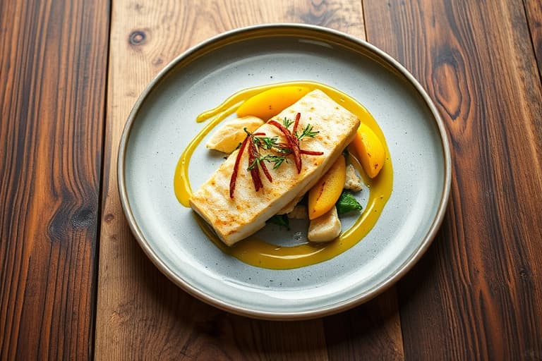 Ristet farm-oppdrettet barramundi med fennikel og appelsin