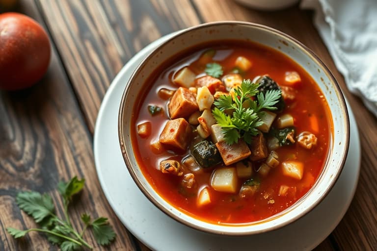 Vegetarisk rød pozole med røde bønner
