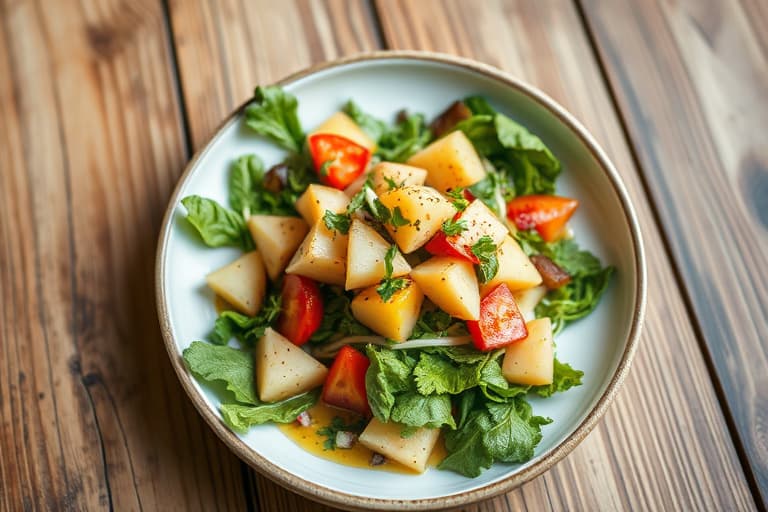 Tossed frisk fruktsalat med appelsinmajonesdressing