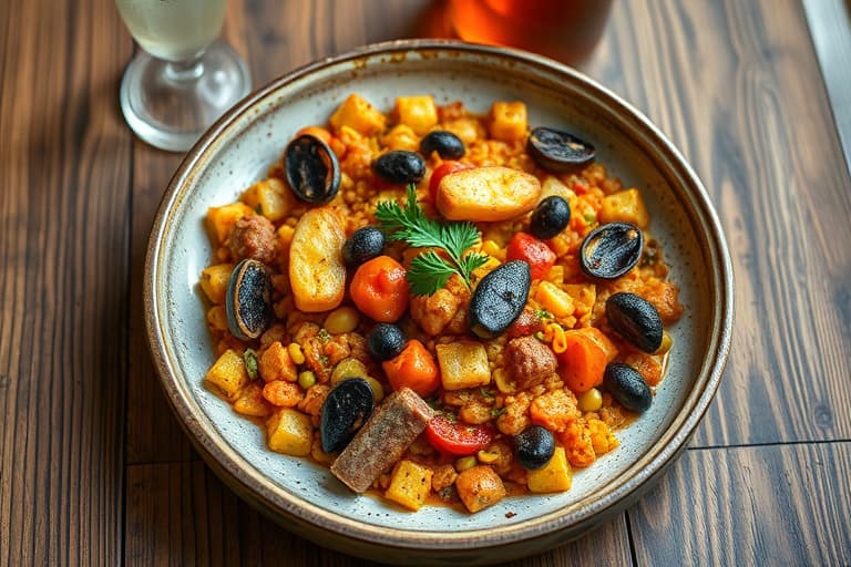 Paella med asparges og sukkererter