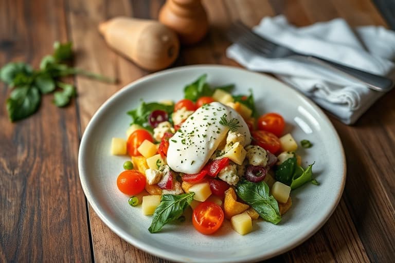 Sautert eplesalat med Roquefort-ost og valnøtter