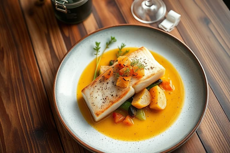 Panestekt sjøbass med sitron- og fennikelolje