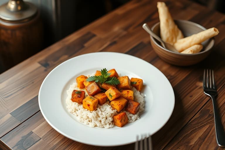 Tofu Aloo Gobi (blomkål- og potetgryte)