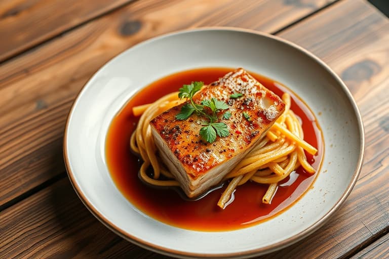 Svinekjøtt braisert i mørk soyasaus