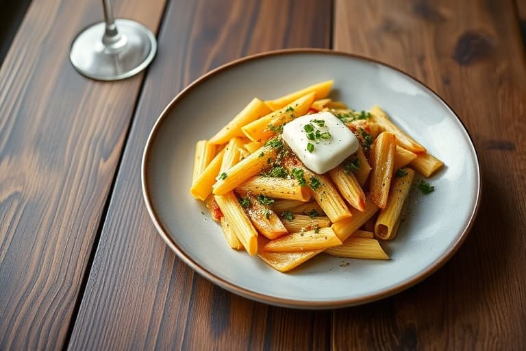 Cheesetekt Penne med blomkål og crème fraîche