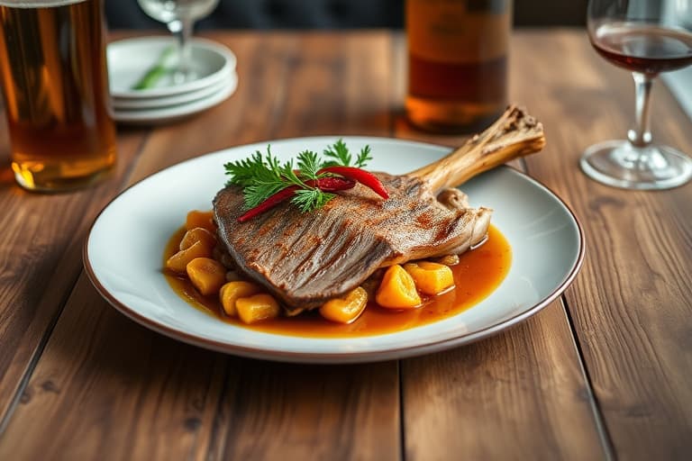 Stekt laks med rabarbra og rødkål