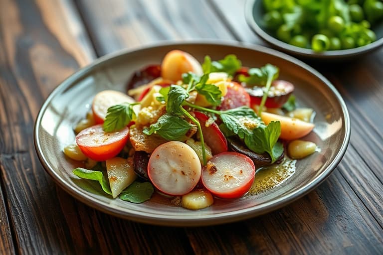 Romaine- og agurksalat med hvitløksvinaigrette