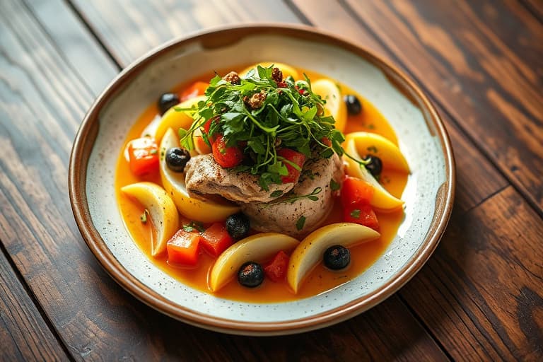 Pæresalat med ruccola og endiv, toppet med kandiserte valnøtter