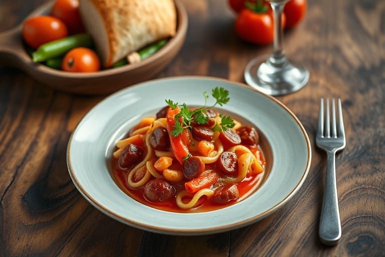 Pølse- og paprika-kjøttkake