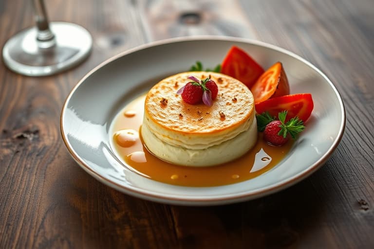 Frossen tranebærsoufflé med spunnet sukker og tranebærkrans