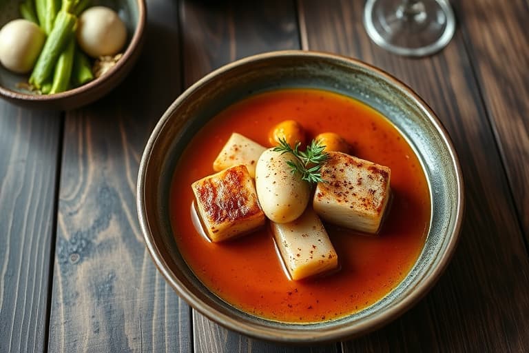 Saus med pølse fylt i kastanjefrukt med melasseglasur