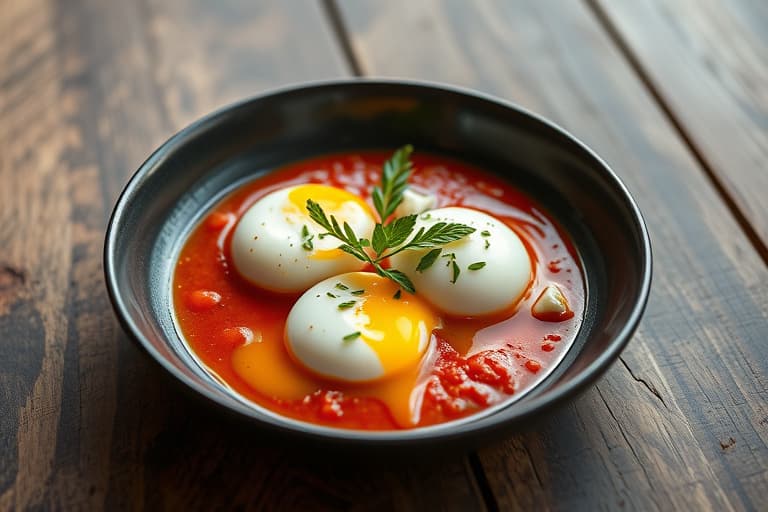 Poached Eggs i tomatsaus med kikerter og feta