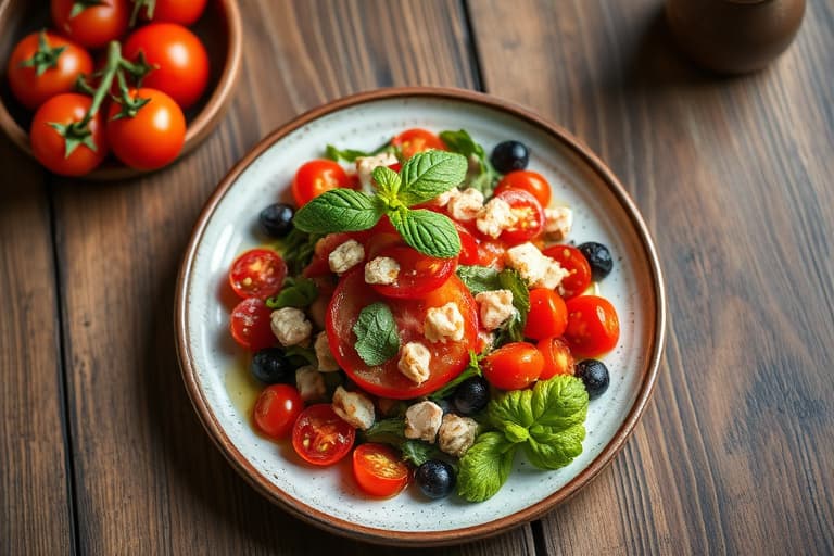 Tomat- og brødsalat med rødløk
