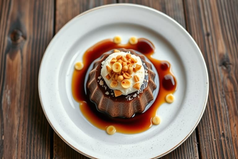 Sjokolade- og mandelpuddinger med amaretti-krumtopping
