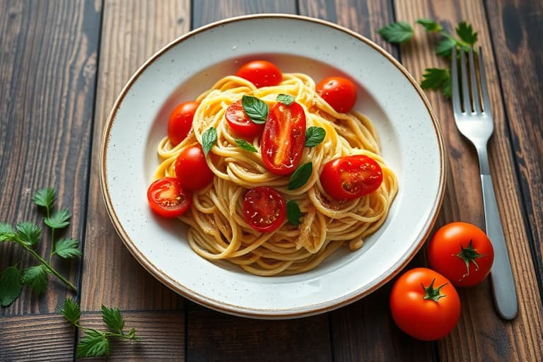 Pastasalat med tomater og erter