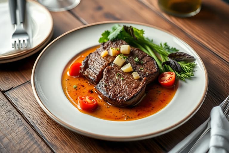 Rib-Eye-biff med varm tomat- og mais-salat