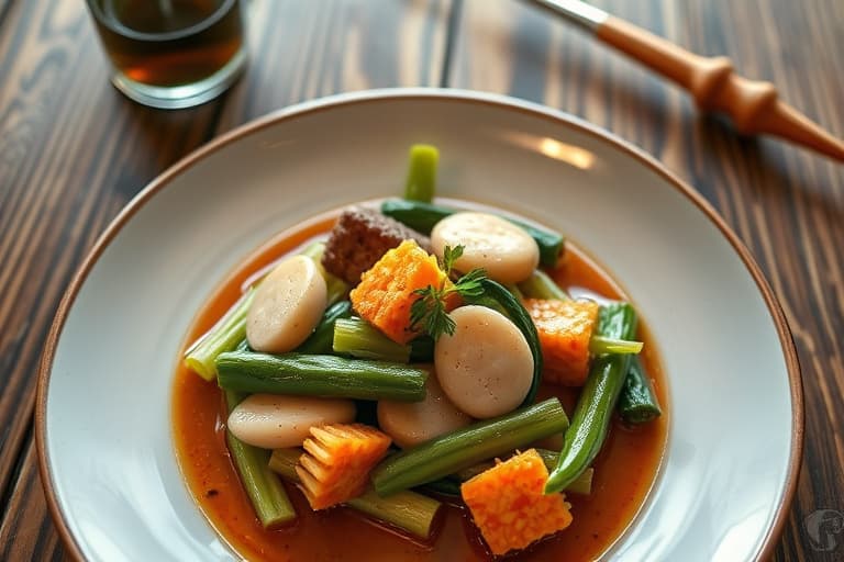 Pølse med surkål, epler og bok choy