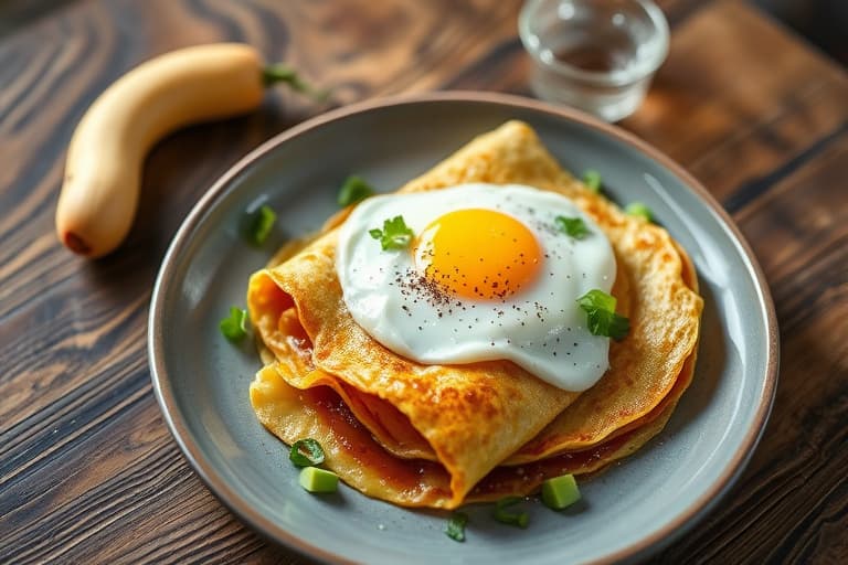 Bokhvetecrêpes med kremete purre og bakte egg