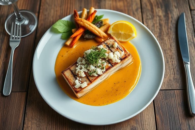 Stekte kamskjell med sitronsaus