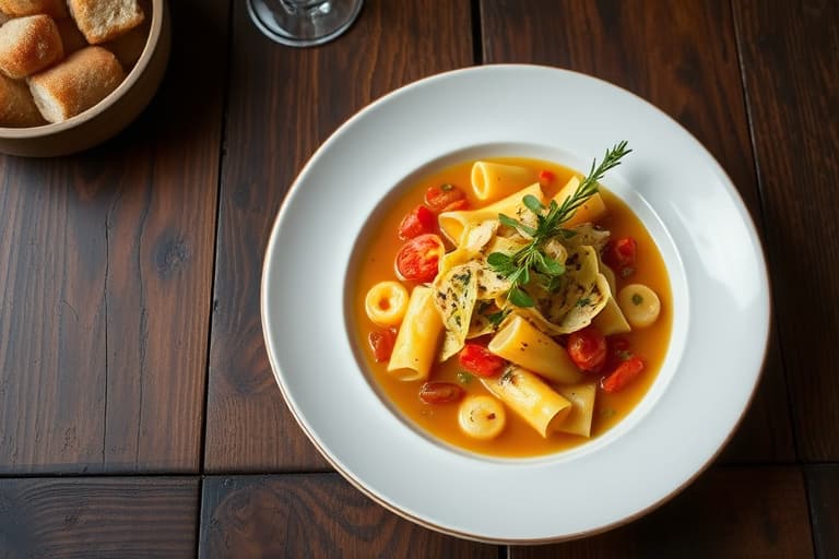 Urtebønne- og pastasuppe