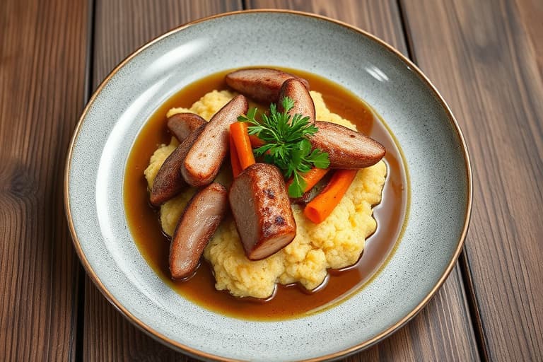 Seitan- og polentastekt med friske grønnsaker