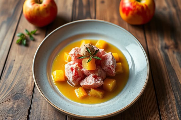 Rabarbrasorbet med ingefærsyltet appelsinkompott