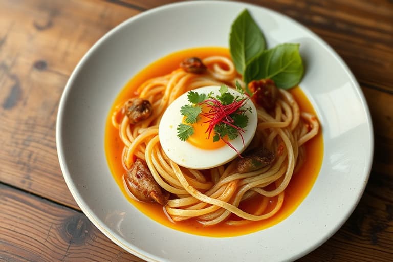 Yam Kai (thaiegg) med rester av korn