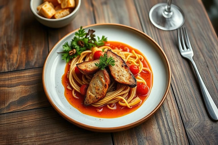 Rødt flanellhash med dillsyltet rømme