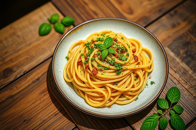 Spaghetti med persillepesto