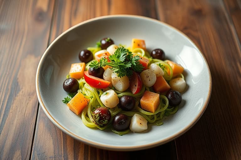 Quinoasalat med fersken og sylteagurk-løk