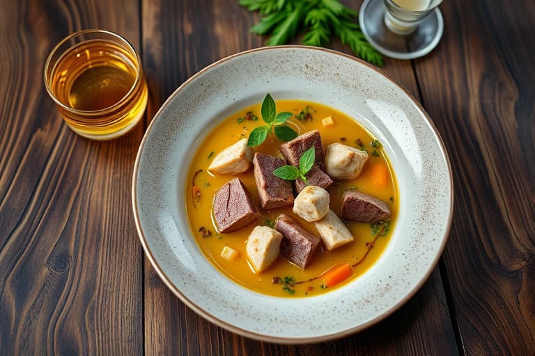 Pastinakk-suppe med hermetisk kjøtt og kål