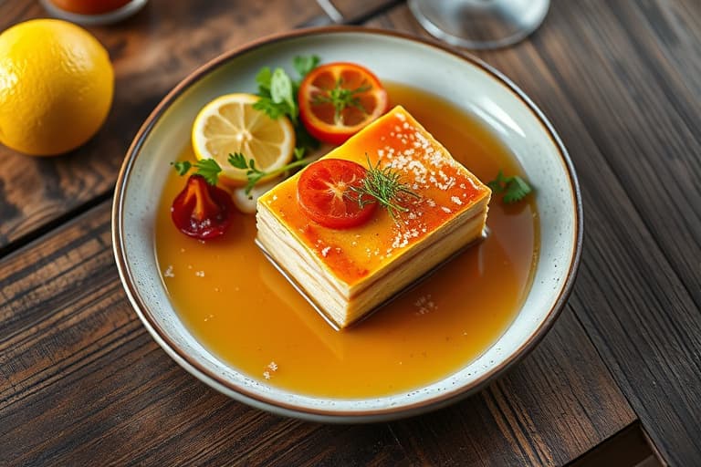 Sitron- og valmuefrøkake med fruktkompott