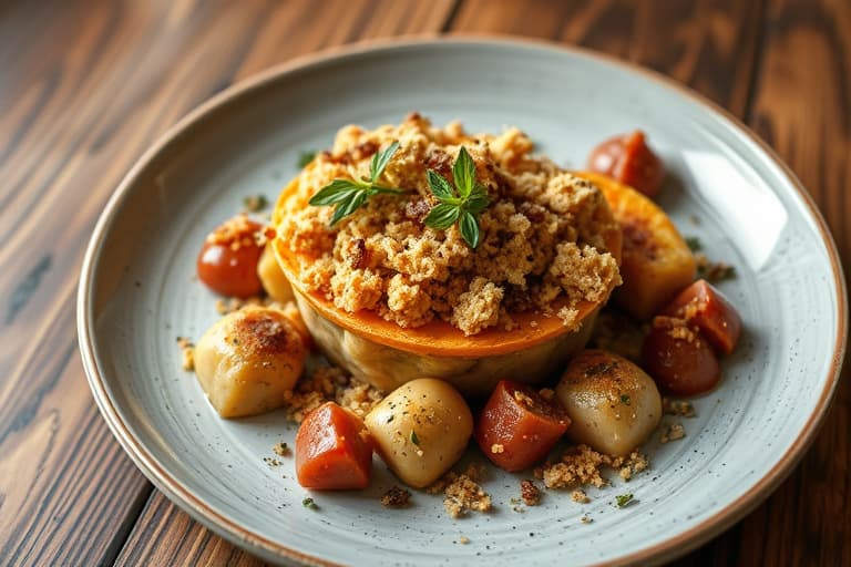 Villbærpai med mandelcrumble-topping