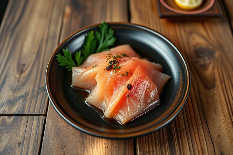 Snapper sashimi med tang og fennikel