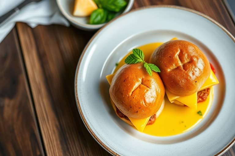 Utenfra-og-inne Cheddar-sliders på mini-boller