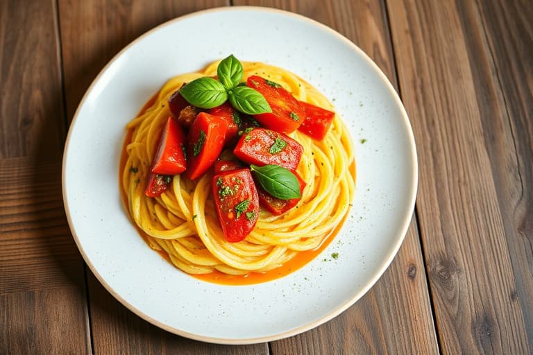 Stekt polenta med krydret tomat- og basilikasaus