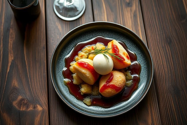 Pølser med sherry-karamelliserte pærer