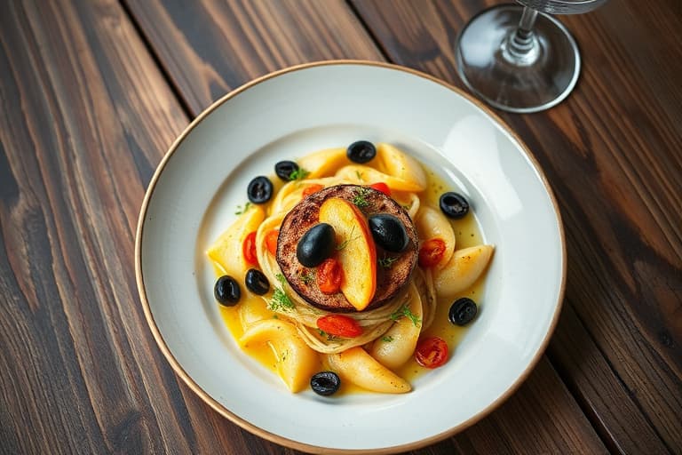 Romaine med appelsiner og svarte oliven