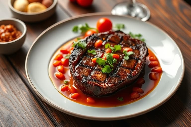 Stekt ribeye-biff med tomat- og kaperssalsa