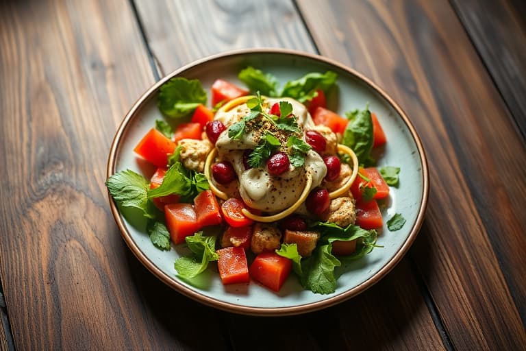 Romaine-, reddik- og agurksalat med tahinidressing