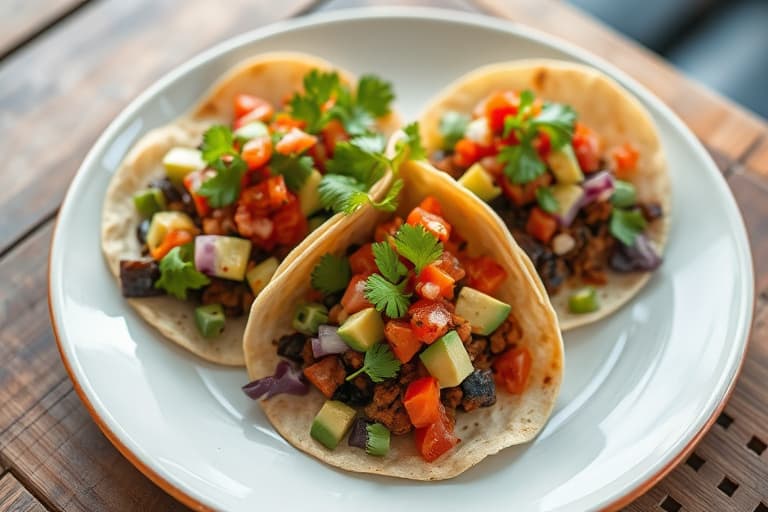 Purslane og avokadotacos med pico de gallo