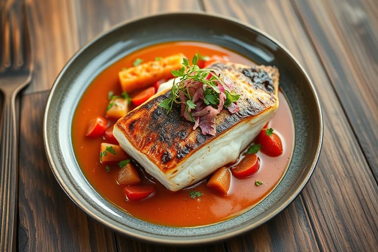 Panert walleye med sellerirotpuré og eplesalat