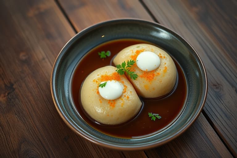 Malai Ki Puri (dypstekte kuler av krem og mel servert i en kardemommsmakende sirup)