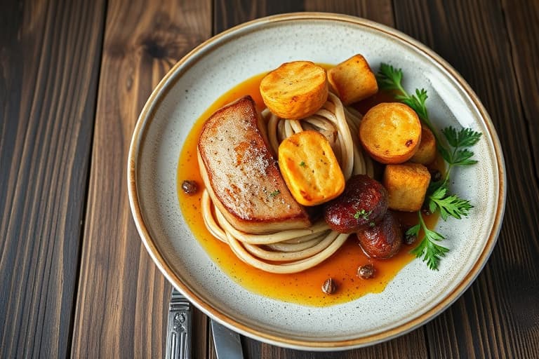 Stekt lammelår med serranoskinke, myntegelé og ovnsbakte småpoteter