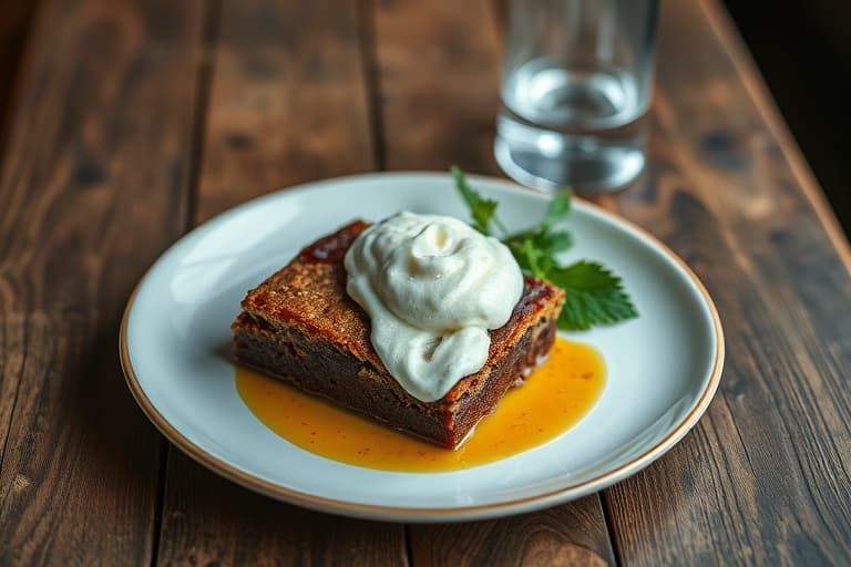 Alt Hash Brown-kake med sylteagurkede rødløk og grønn løk crème fraîche