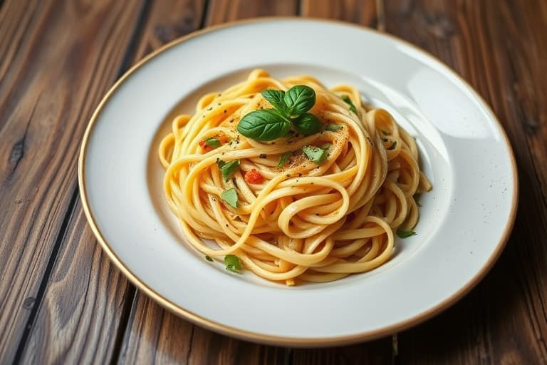 Rask englehårpasta med basilikumkrem for én