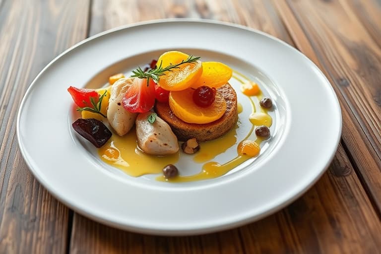 Sitrus- og rosmarinsoløkskake med bjørnebær- og bringebæris og en svart havsalt-sukkerkjeks