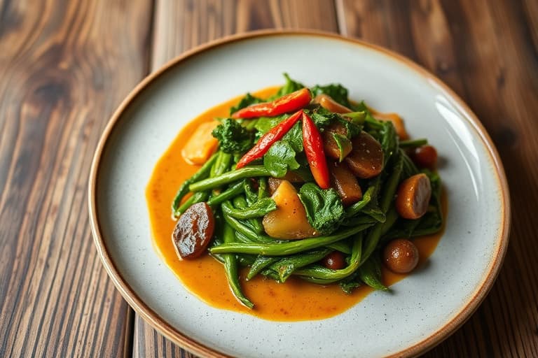 Collards, ovnsbakte paprikaer og artisjokksauté